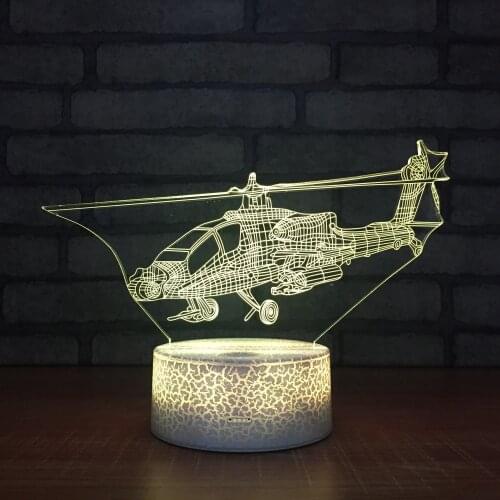 3D Night Light Helicopter 7 Colors Remote Touch USB LED Table Lamp for Baby Sleeping Lighting Bedroom Decor Kids Gift