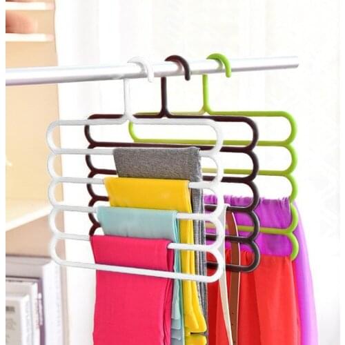5 Layers Anti Slip MagicTrousers Hanger Multifunction PP Pants Closet Belt Holder Rack S-type Bathroom Saving Space