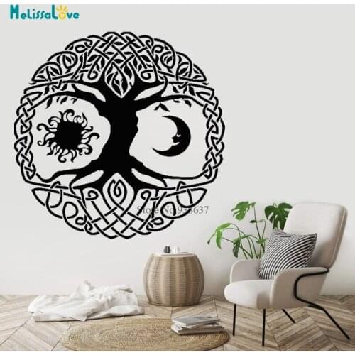 Abstract Tree of Life Vinyl Wall Decal Tribe Symbol Moon Sun Day Night Stickers Wall Mural Art Bedroom Living Room Decor BB197