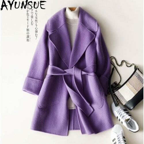 AYUNSUE Real Wool Coat Female Jacket 2020 Autumn Winter Jacket Women Alpaca Cashmere Coats and Jackets Women Korean Outwear