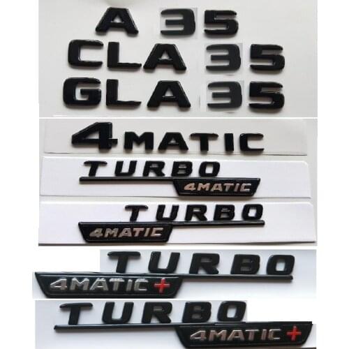 Gloss Black Letters Trunk Badges Emblems Emblem Badge for Mercedes Benz W177 A35 CLA35 GLA35 GLB35 AMG TURBO 4MATIC 4MATIC