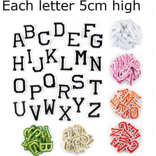 A-Z 26pcs Letters have 7 colors for choose embroidery patch Free shipping 5cm high iron on sew on for clothing