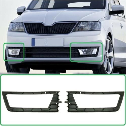 For Skoda Rapid 2013 2014 2015 2016 2017 Car-Styling Front Bumper Fog Lamp Fog Light Lower Grille Cover With Hole