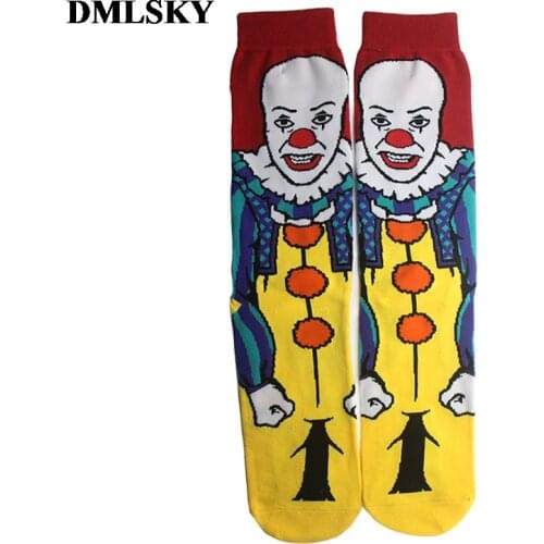 DMLSKY Scary clown Funny Socks Women Men Fashion 3D Printed Cotton Socks Cartoon Socks Novelty Socks M3719