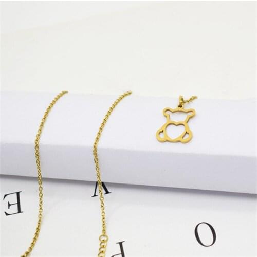 Europe And The United States Titanium Steel Bear Contracted Small Pendant Necklace With Friend A Gift