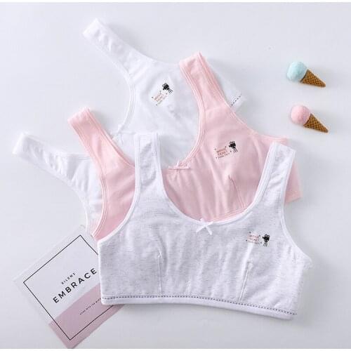 3piece new arrived Wrap bust 95%cotton candy Vest young Girls students teenagers Underwear children 8-18year