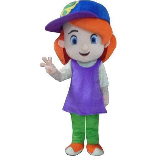 Colorful baseball girl mascot orange hair plush cartoon costume advertising game Easter carnival party cosplay adult size