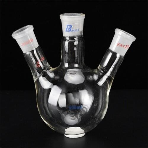 1PCS 500ml Lab Glass Round bottom Boiling Flask with three bever necks for Distillation