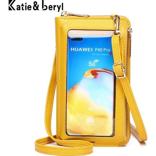 Summer Long Wallet Crossbody Bags Women PU Leather Touch Screen Mobile Phone Bag Ladies Clutch Purse Multi-pocket Shoulder Bag