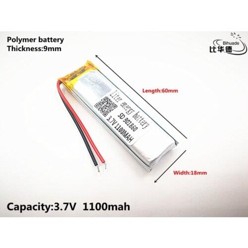 Liter energy battery Good Qulity 3.7V,1100mAH,901860 Polymer lithium ion / Li-ion battery for TOY,POWER BANK,GPS,mp3,mp4