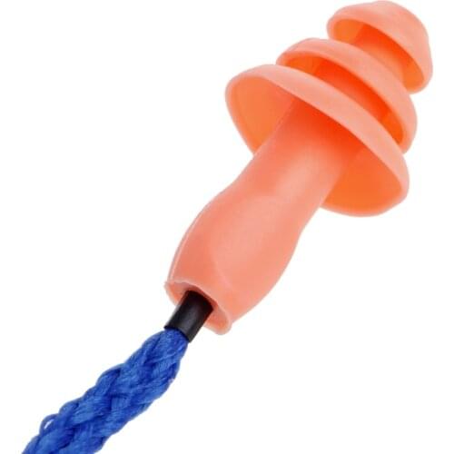 Soft Silicone Ear Plug Cotton String Hearing Protector Earplugs Noise Reduction 103E