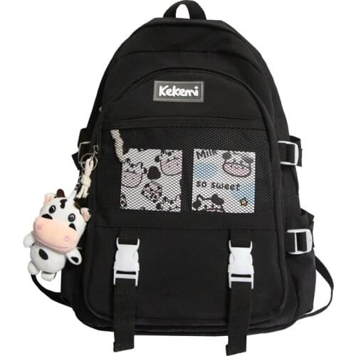 Nylon School Ladies Girl Black Book Bag Mochila Women Backpack Waterproof For Teenage Rucksack