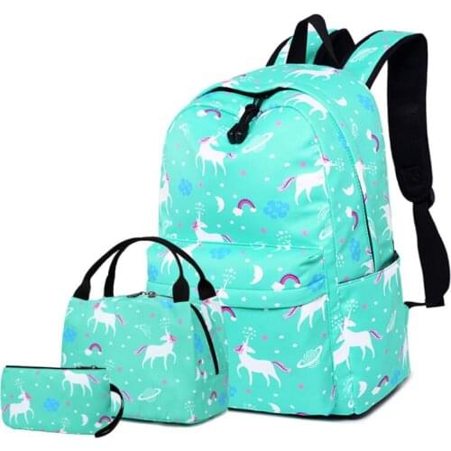 Printed Nylon Backpack School Girls Bag Girls Unicorn Backpack