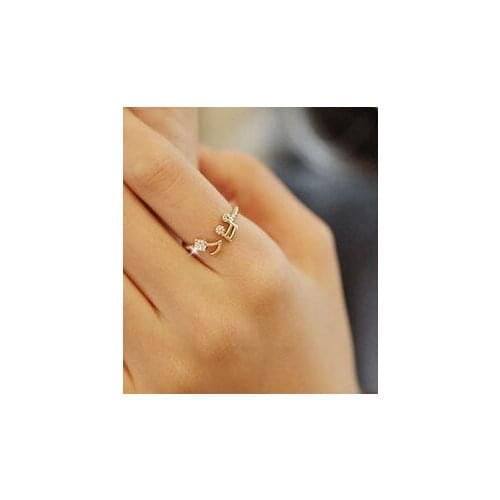 New Factory Wholesale Price Cute Musical Note openings Adjustable rhinestone Ring for women