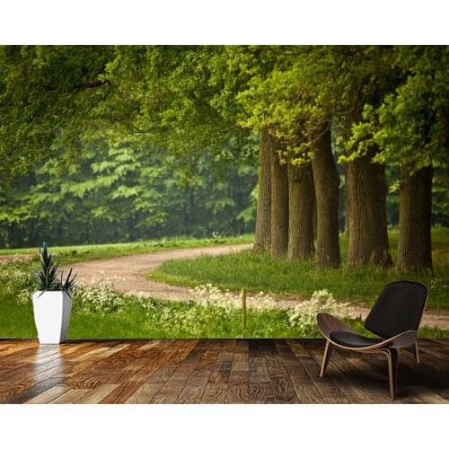 Papel de parede Forest trees, grasslands natural landscape 3d wallpaper mural,living room bedroom wall papers home decor
