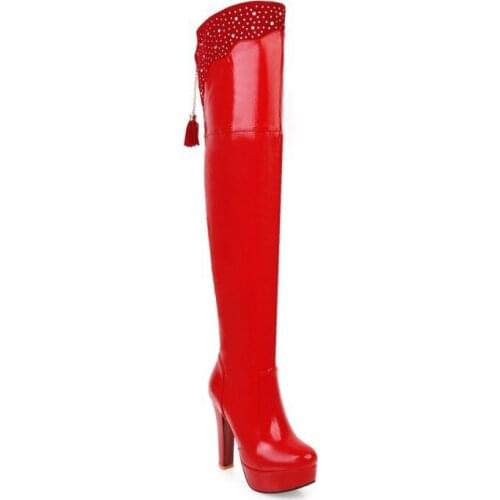 Fall and winter of the new foreign trade knee-high boots thick with high with super small size 32 clubs boots 1221-48 waterproof