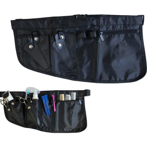 Hair Stylist Tool Hairdressing Waist Bag Adjustable Multiple Pockets Black