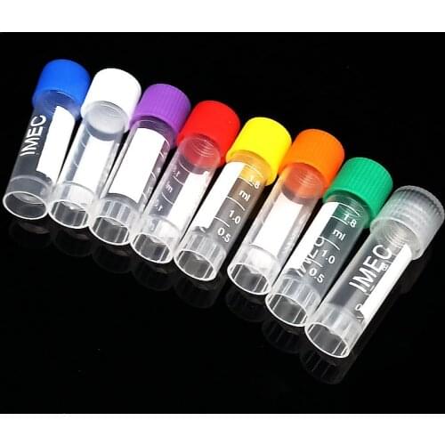 100pcs 1.8ml Graduated Lab Plastic Freezing Tube Cryo Preservative Tube Sample Cryovial With Cover
