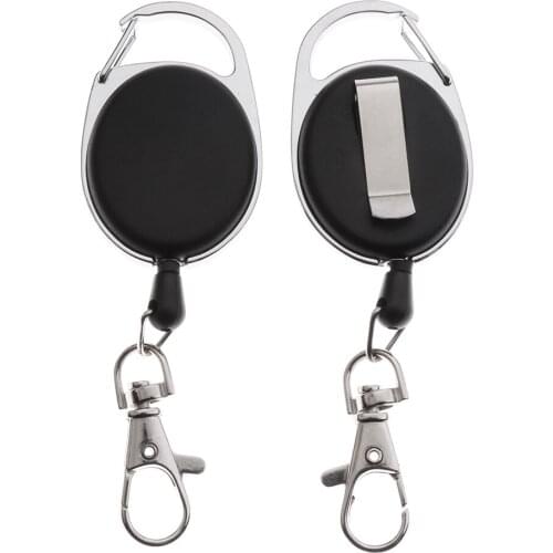 Prettyia 2x Badge Reel Pull Retractable Key Chain Keyring Cord