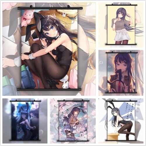 Seishun Buta Yarou Sakurajima Mai Anime Wall Art Canvas Pictures Modern Painting Print Poster Plastic Hanging Scrolls Home Decor