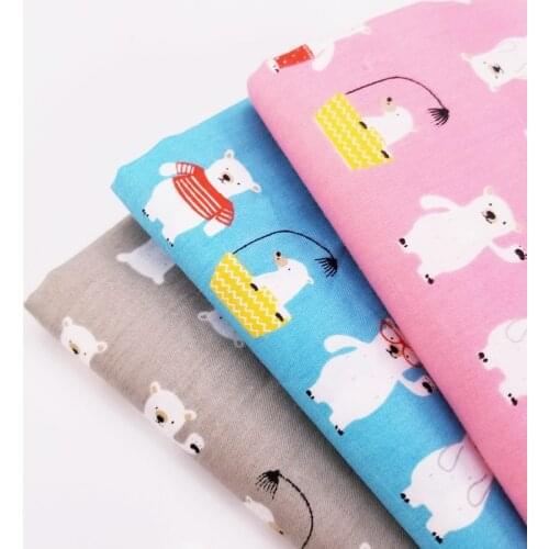 Bear Series Printed Cotton Twill Fabric Fat Quarters Breathable Pure Cotton Fabric For DIY Sewig Quilting Home Textile Material