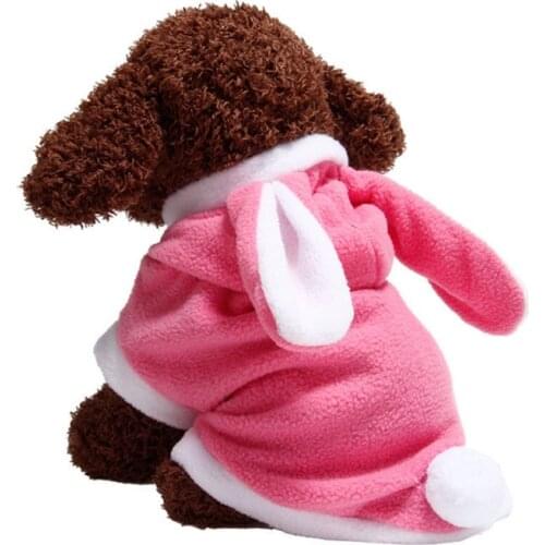Cute Rabbit Hoodie Carttoon Pajamas Jumpsuit Pet Dog Clothes Hooded Winter Warm Coral Velvet Cartoon Costume Hot Sell