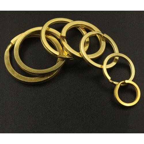 Solid Brass Split Rings Double Loop Keyring 15-38mm bag hook Connector Keychain Keys Holder DIY Leather Craft hardware