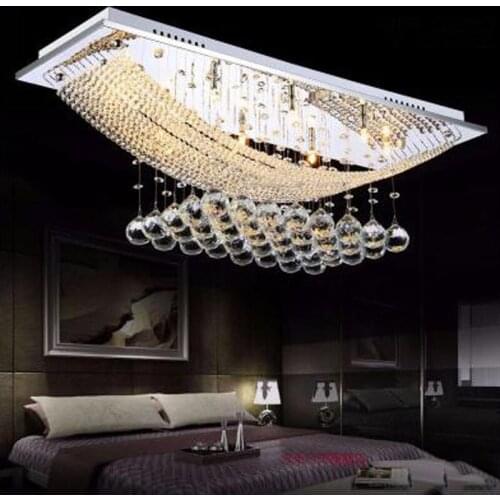 LED crystal lights rectangular living room lights luxury halls chandeliers bedroom lights modern minimalist ceiling lamps