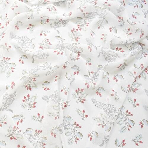 HLQON polyester plain Chiffon small flower fabric for dress cloth felt patchwork tissue coat Sewing DIY Material by 100x145cm
