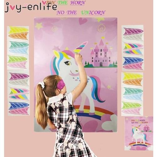 Unicorn Party Game Pin The Horn On The Unicorn 72x54cm Paper Wall Stickers Home Decoration Unicorn Birthday Party Supplies