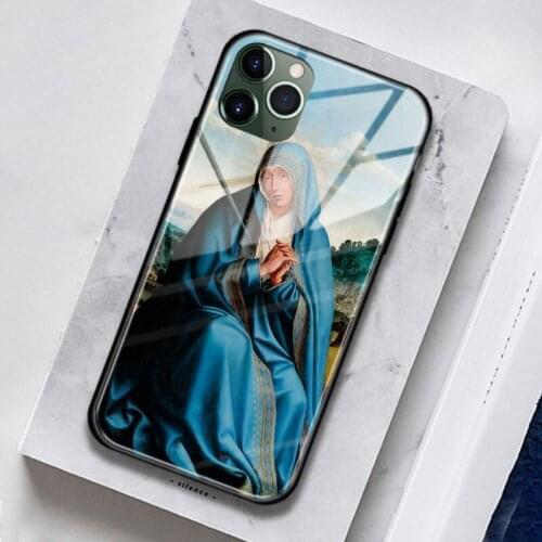 Our Lady of Sorrows Painting Tempered Glass Silicone Phone Case For iPhone SE 6s 7 8 Plus X XR XS 11 Pro Max Cover Shell