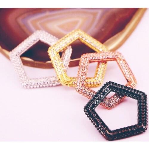 5PCS, Micro Pave CZ Geometric Clasp, Gold/Rose Gold/Metalblack/Silver Color Zirconia Carabiner Clasp Jewelry Accessories