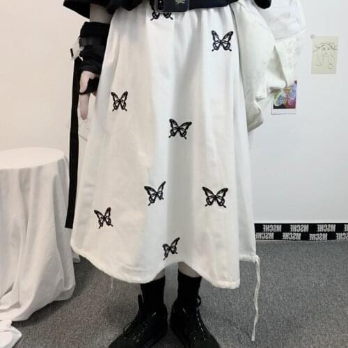 Print Long Skirt Women A-Line Hip Hop Harajuku 2021 Summer Skirt Korean Style Streetwear Drawstring Elastic High Waist Skirt