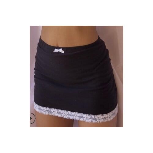 2021 Women Casual Short Skinny Skirt Solid Color Black Simple Elastic Mid Waist Lace Hem Close-fitting Hip Skirt