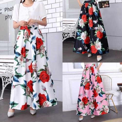 2020 Spring New Skirt Retro Printed Expansion Elegant Slimming Bubble High Waist Elastic Fashion plus size skirt