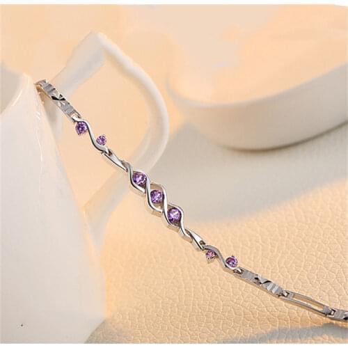 Everoyal Vintage Silver 925 Women Bracelets Accessories Lady Wedding Bijou Luxury Crystal Purple Bracelets For Girls Jewelry