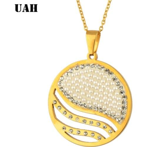 UAH Styles Boho Crystal Pendant Necklace for Women Chain Round Charm Statement Choker 2019 Collares Necklace Wedding Jewelry