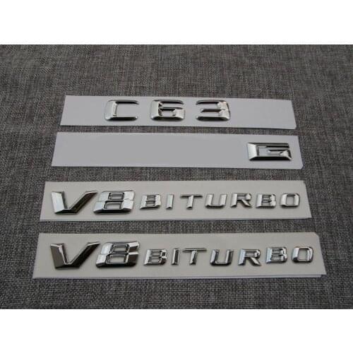 1set Chrome Letters Emblems Badge for Mercedes Benz W204 W205 C63 V8 BITURBO