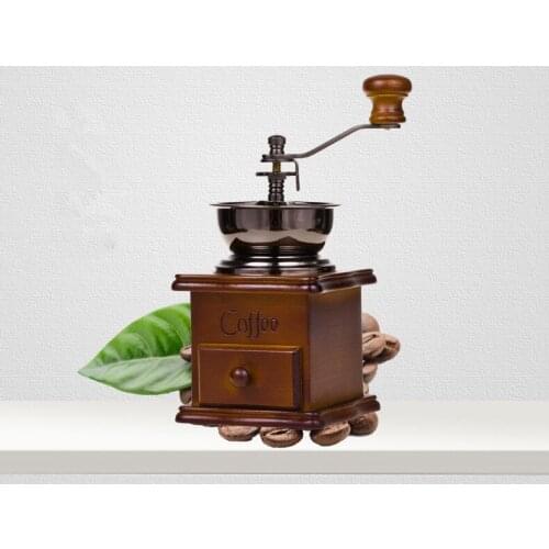 1PC Classical Wooden Mini Manual Coffee Grinder Stainless Steel Retro Coffee Spice Mill With High-quality Porcelain Move ENO 001