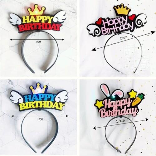 10 Pcs/Lot Head Band Happy Birthday Party For Children Rainbow Hat 17-19cm