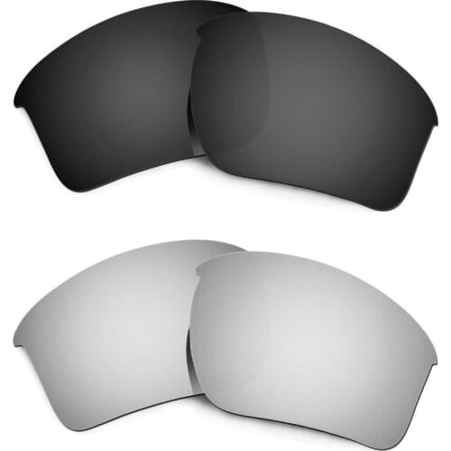 HKUCO For Half Jacket 2.0 XL Sunglasses Replacement Lenses Black/Silver 2 Pairs