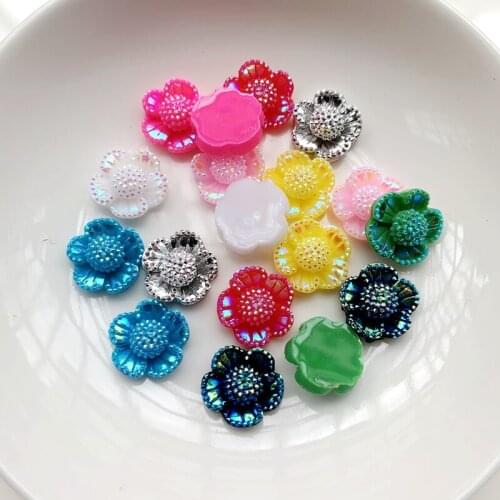 40 pieces 12mm resin flower AB flat back resin scrapbook craft DIY decoration telephone decoration headdress accessories