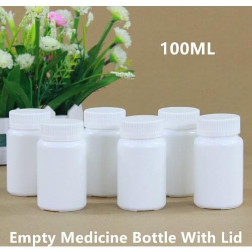 50PCS of 100ML Food grade Storage Bottle for Capsule Pill Tablet Empty Medicine package bottles with Lids Hot sale