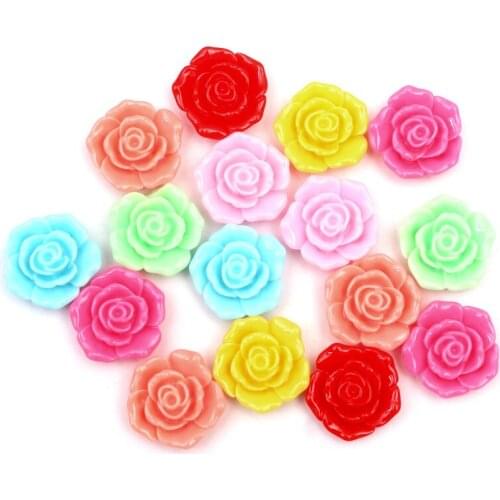 50Pcs Mixed Flower Resin Decoration Crafts Beads Flatback Cabochon Scrapbook Kawaii DIY Embellishments Accessories Buttons