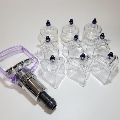 9 Pcs Round-Heart-Star Shape Thickened Plastic Vacuum Cupping Cup Cupping Massage Therapy Suction Cupping with Pump Lose Weight
