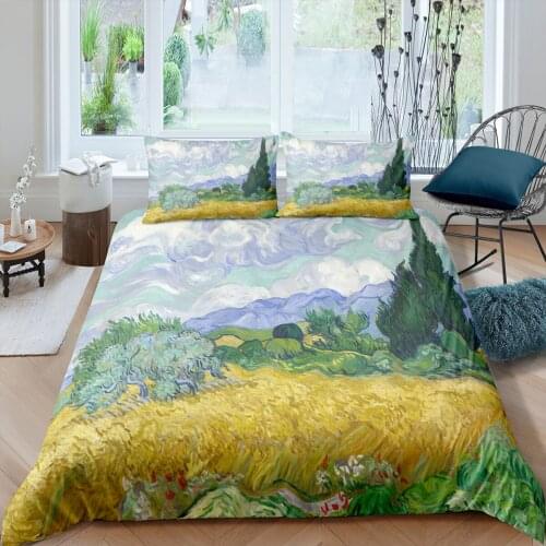 Watercolor Oil Painting Bedding Set Fashion 3D Print Comforter Luxury Queen King Single Size Duvet Cover Set Home Textile Decor