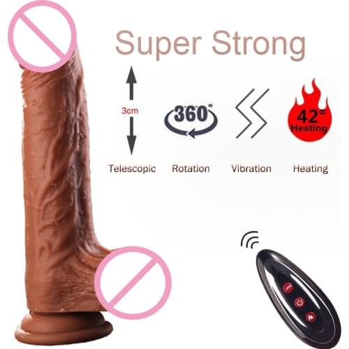 Wireless Dildo Vibrator With Suck Cup Electric Dildo Machine Super Strong Thrust Telescopic Rotation Dildo Realistic Huge Dildos