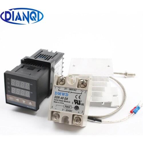 110V~240V Digital PID Temperature Controller REX-C100 REX C100 thermostat + 40DA SSR Relay+ K Thermocouple 1m Probe RKC
