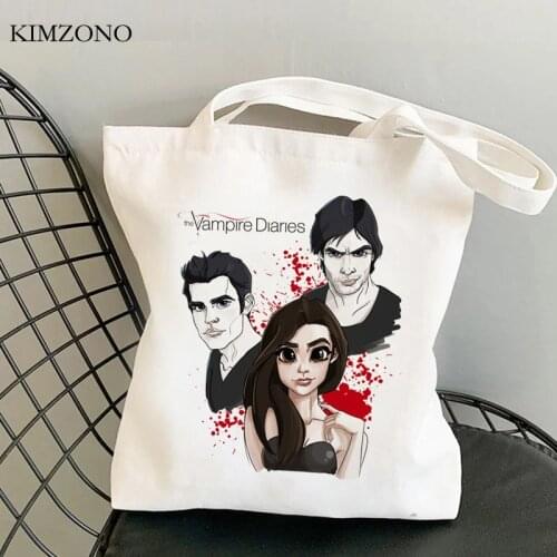 The Vampire Diaries shopping bag grocery eco shopping bolsa bolso tote bag shoping net cloth sacola sacolas