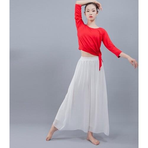 Elegant trousers Chiffon Wide leg pants Modern dance Classical dance Women Latin Yoga Lady Culottes costumes